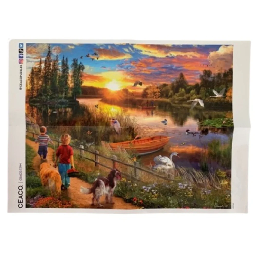 CEACO Jigsaw Puzzle River Sunset David Maclean 1000 Piece Oversized Pieces EUC